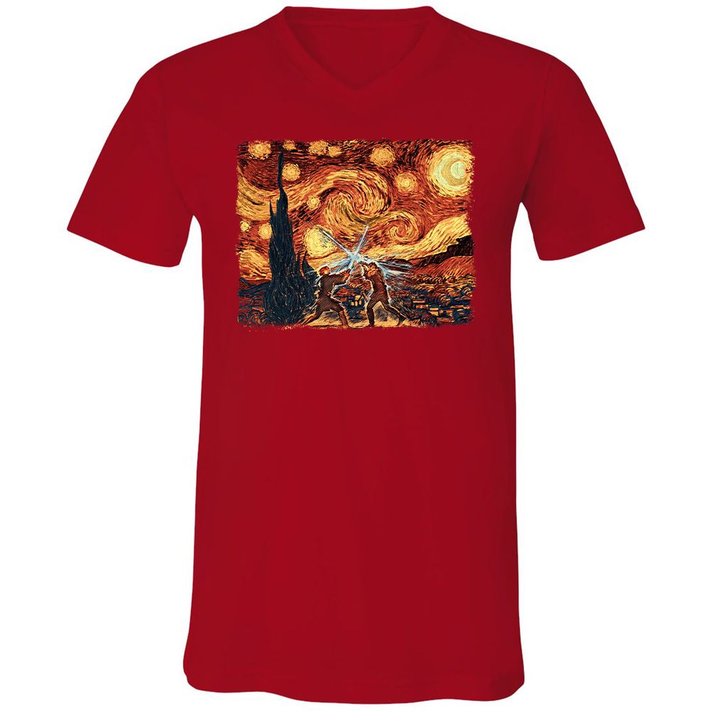 Unisex V-Neck T-Shirt - X2ZUSTTF - Red - 3