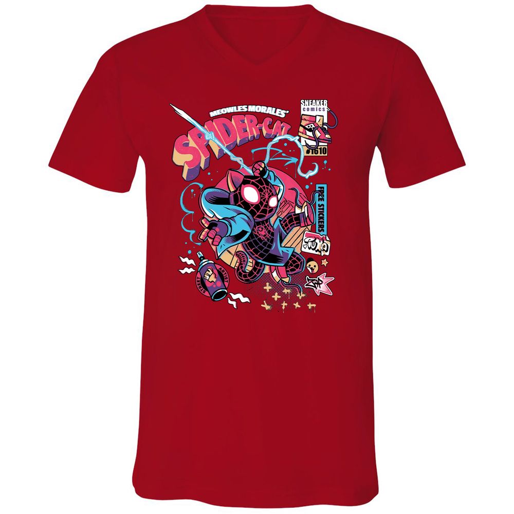 Unisex V-Neck T-Shirt - EK3RYT5F - Red - 3