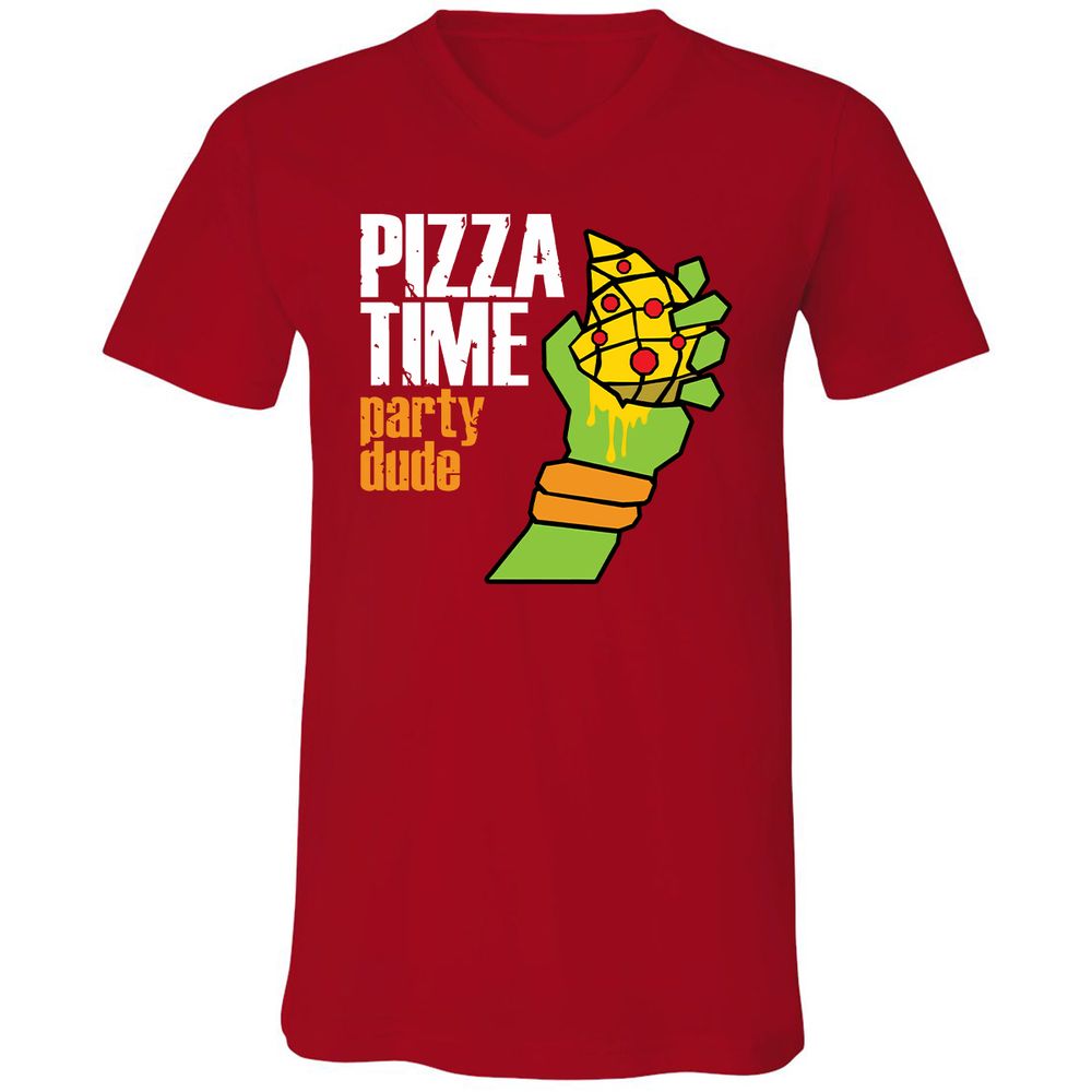 Unisex V-Neck T-Shirt - DJLE7KED - Red - 3