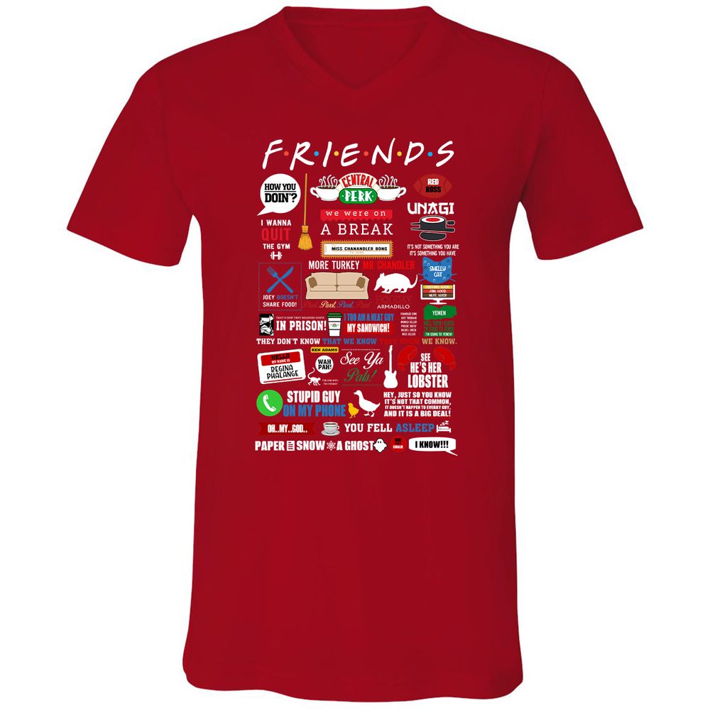 Unisex V-Neck T-Shirt - W4UKF8FB - Red - 3