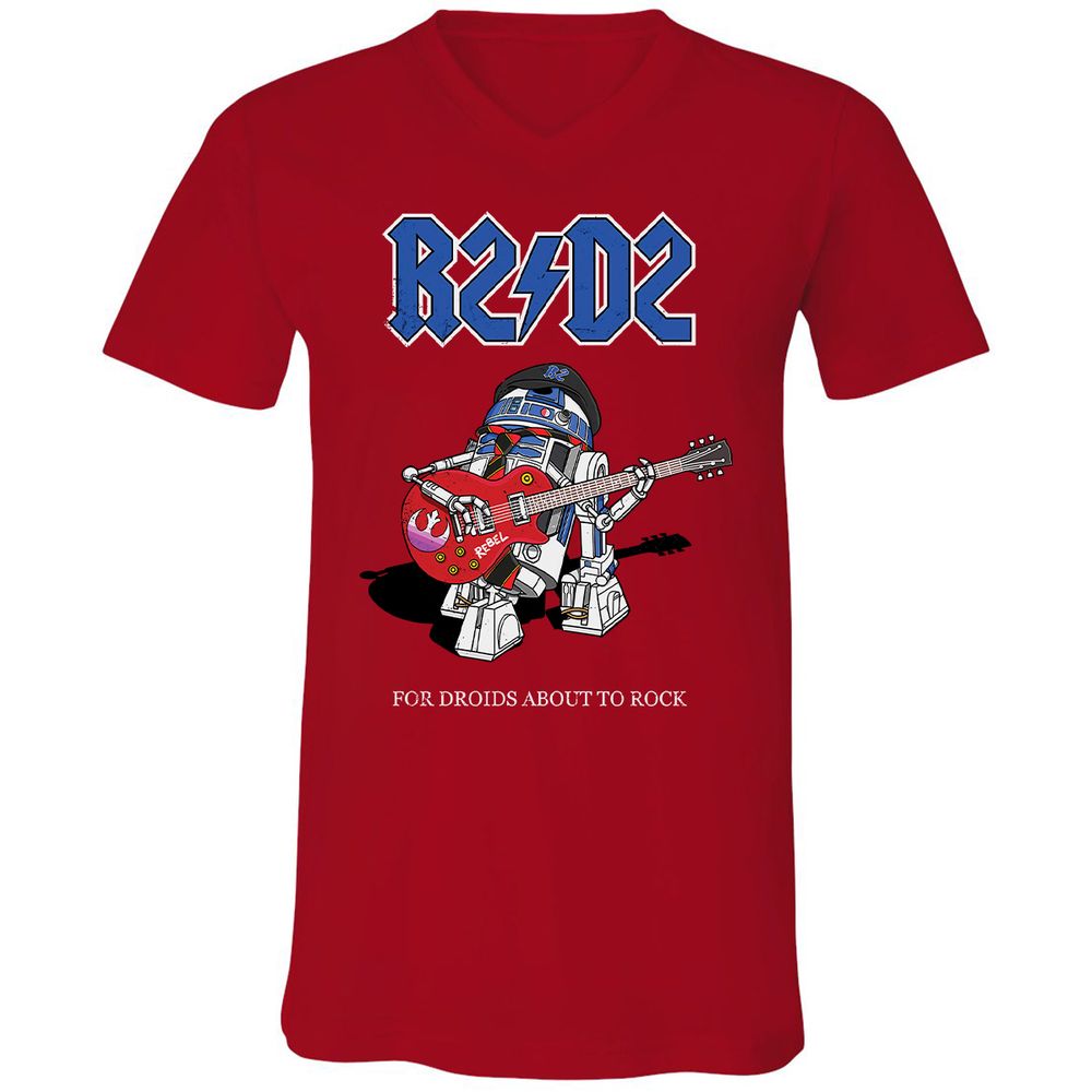 Unisex V-Neck T-Shirt - R6AH9U7V - Red - 3