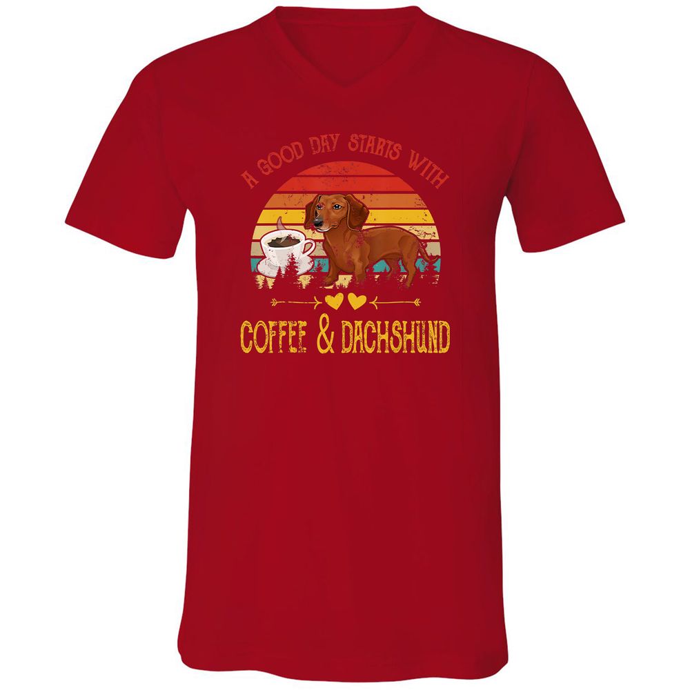 Unisex V-Neck T-Shirt - Y6U5B1AL - Red - 3