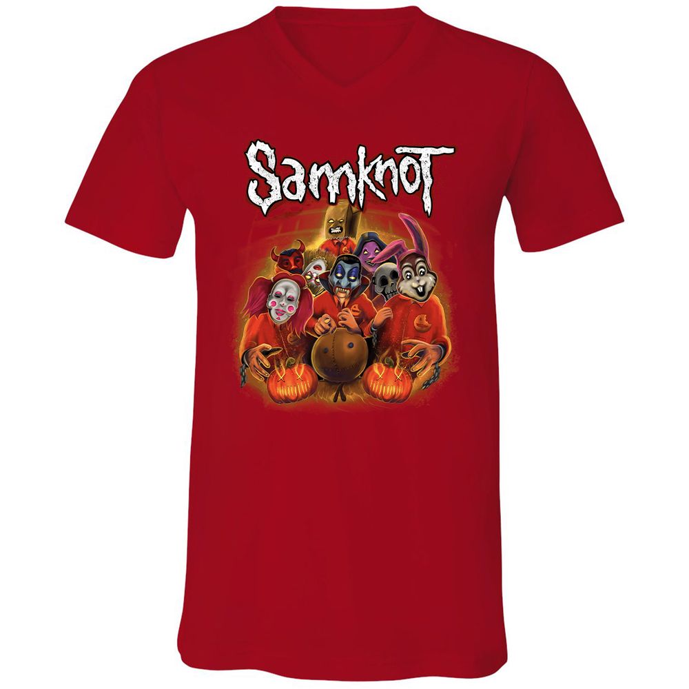 Unisex V-Neck T-Shirt - NR4DX82Q - Red - 3