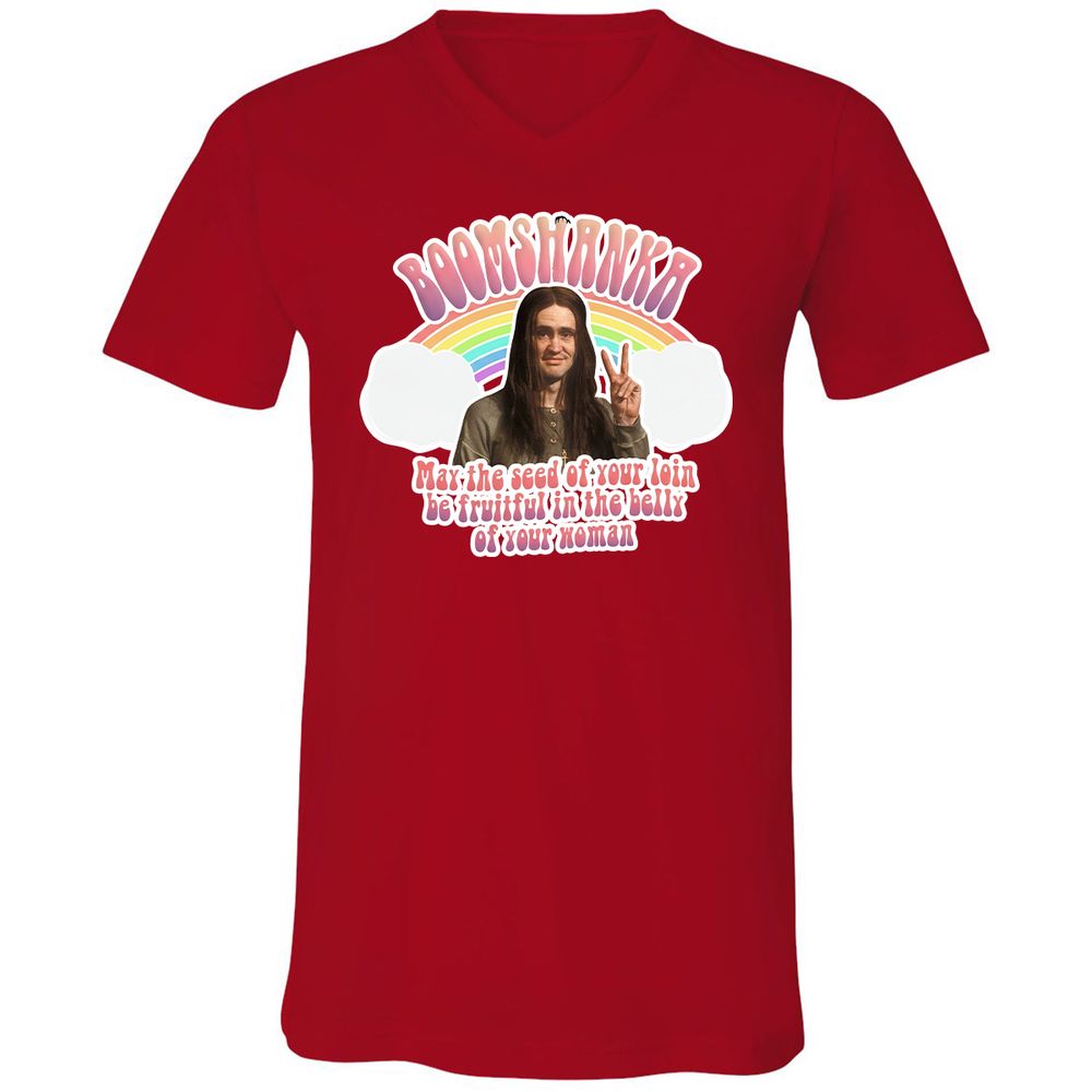 Unisex V-Neck T-Shirt - QANN7MK3 - Red - 3