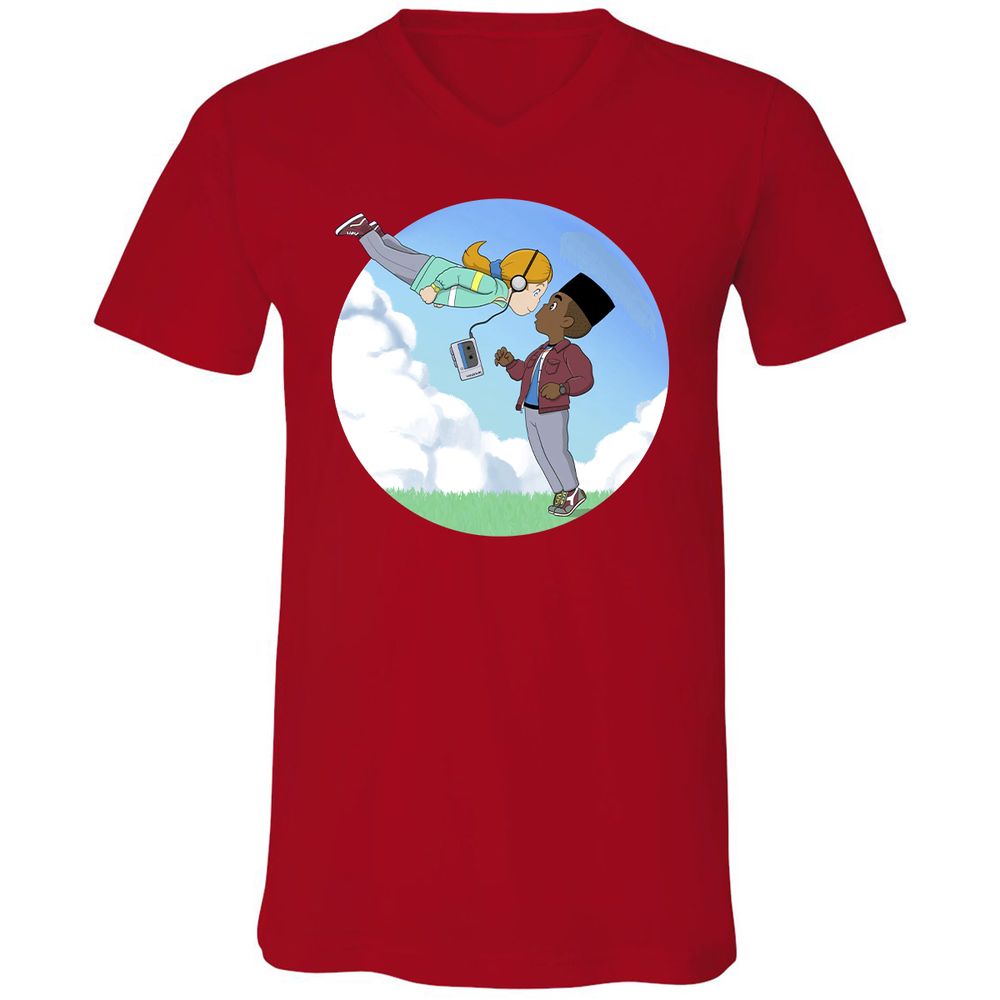 Unisex V-Neck T-Shirt - YQL1LWXH - Red - 3