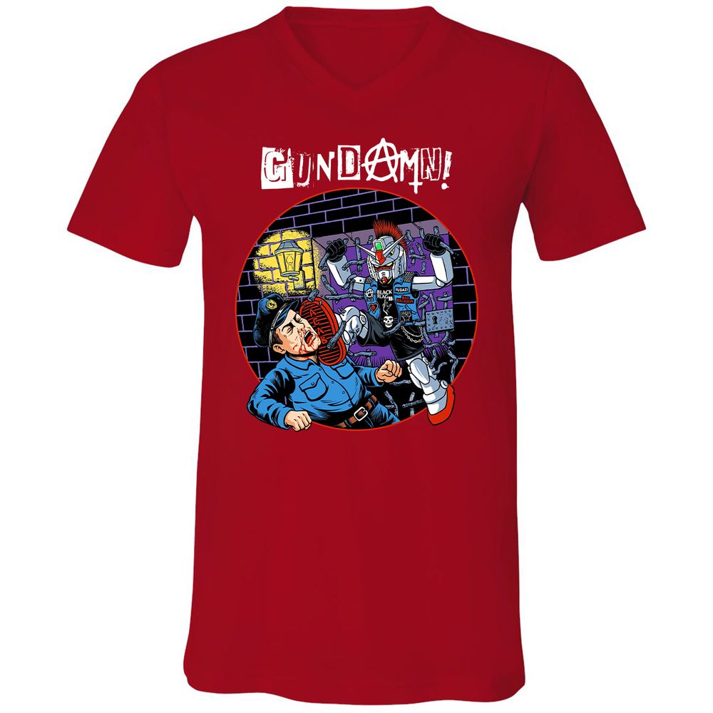 Unisex V-Neck T-Shirt - ZL4MBJFX - Red - 3