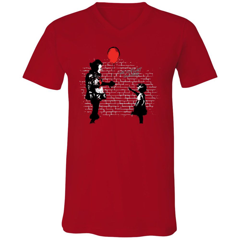 Unisex V-Neck T-Shirt - C7X85UJN - Red - 3