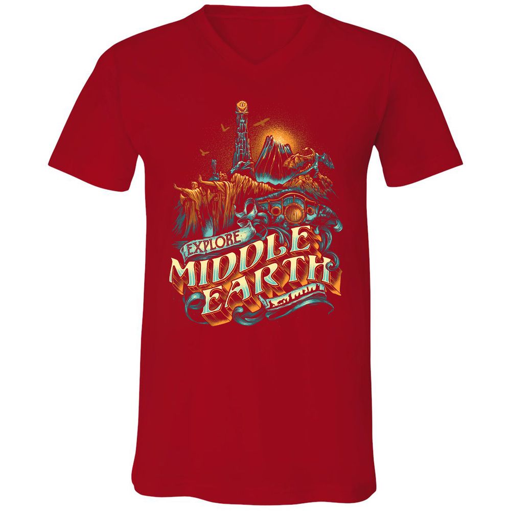 Unisex V-Neck T-Shirt - GPWNLLCR - Red - 3