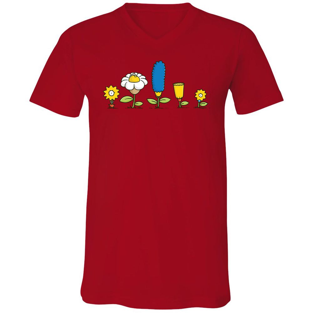 Unisex V-Neck T-Shirt - 4LPBL9XQ - Red - 3