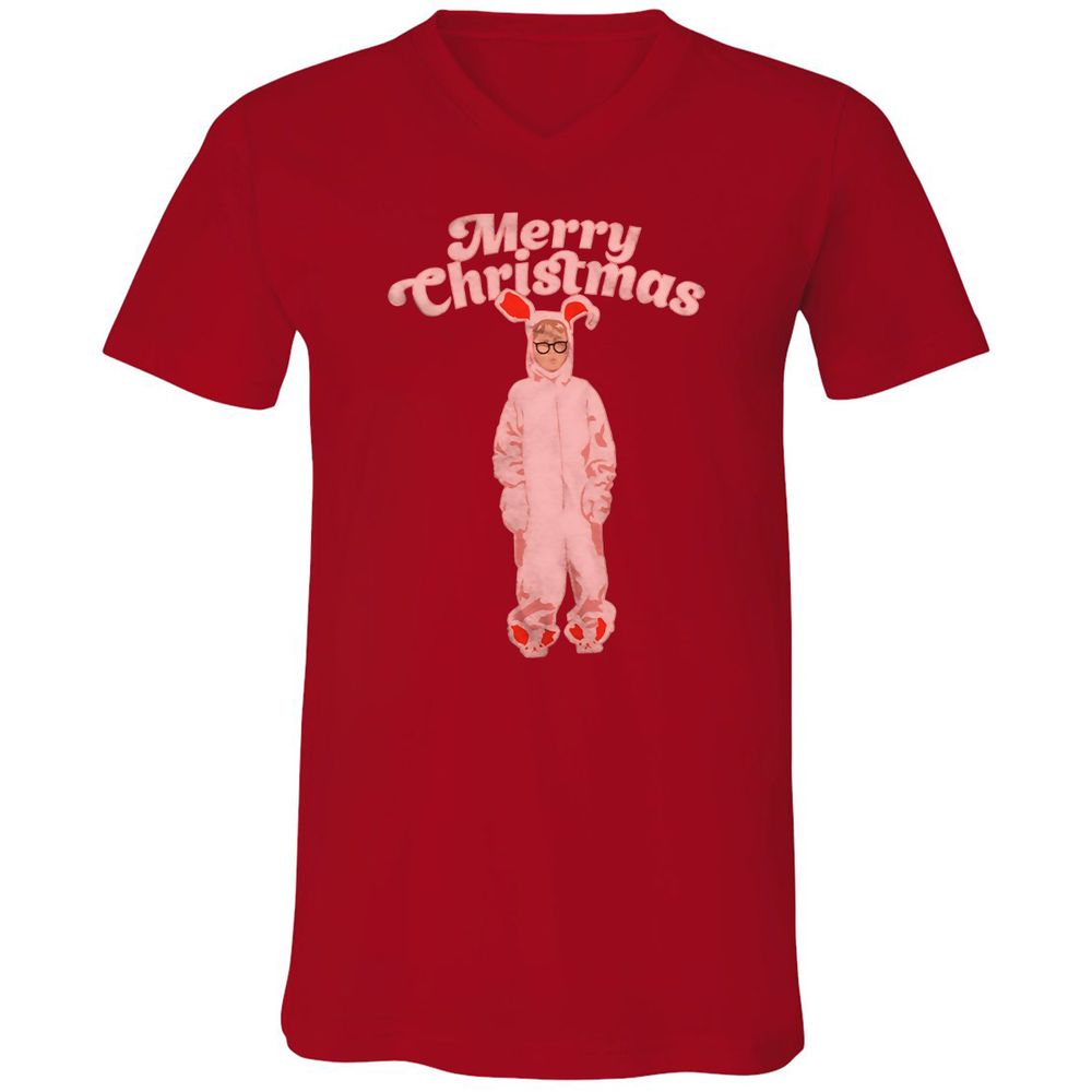 Unisex V-Neck T-Shirt - 14T8G5UM - Red - 3