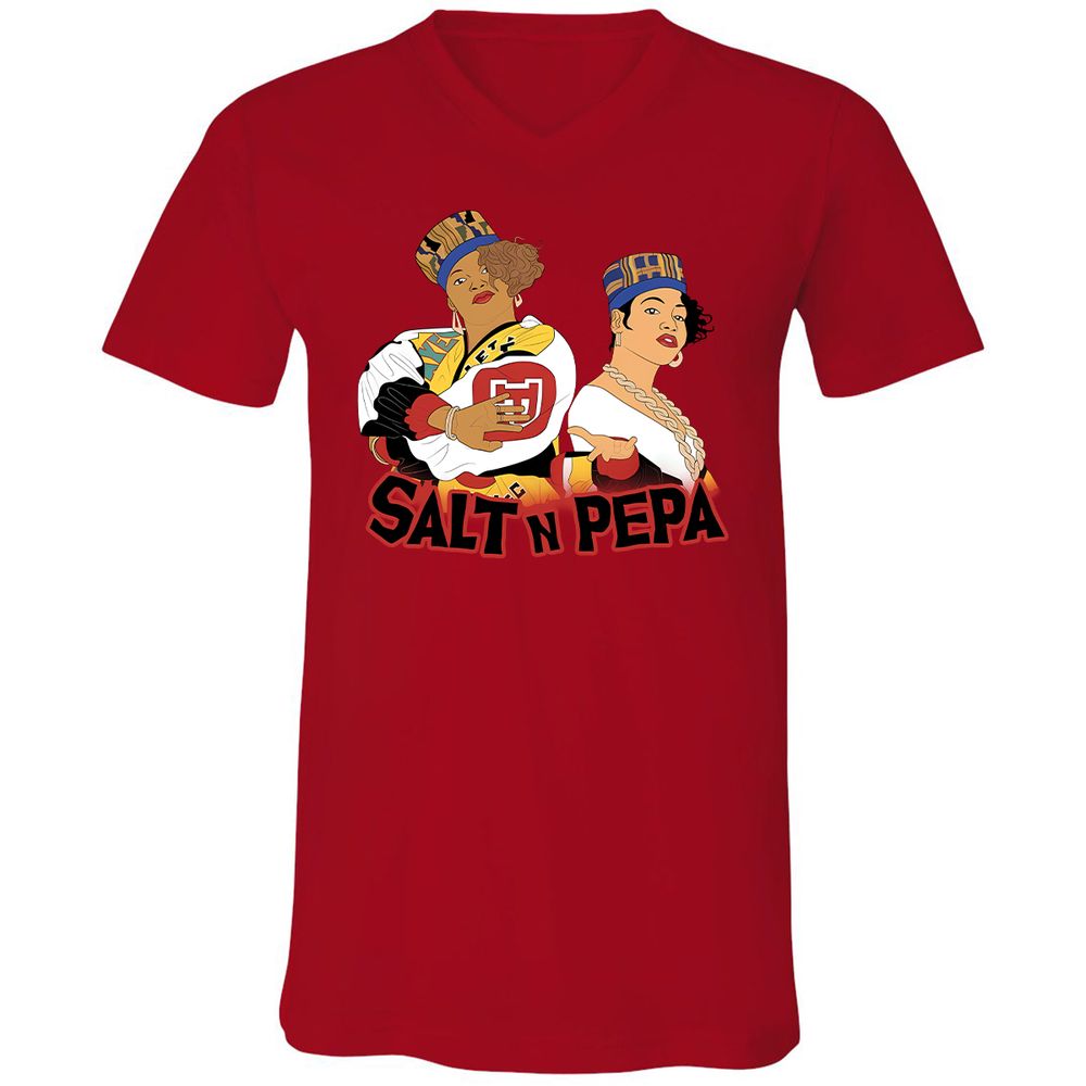 Unisex V-Neck T-Shirt - White - Red - 3