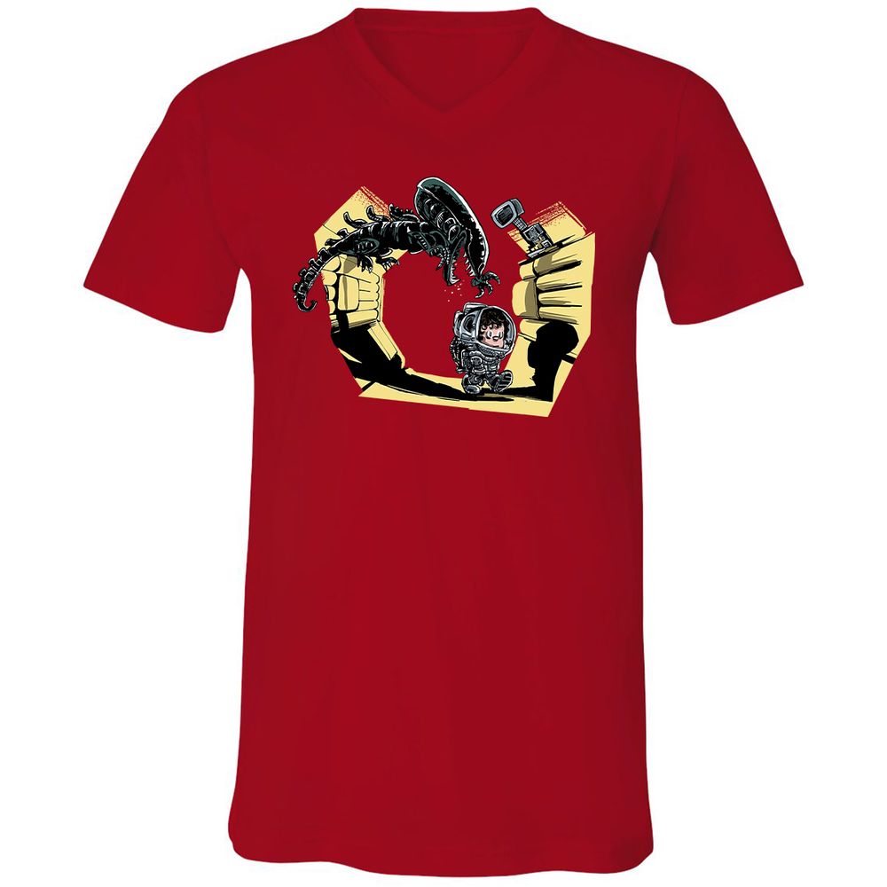 Unisex V-Neck T-Shirt - DRGMET7F - Red - 3