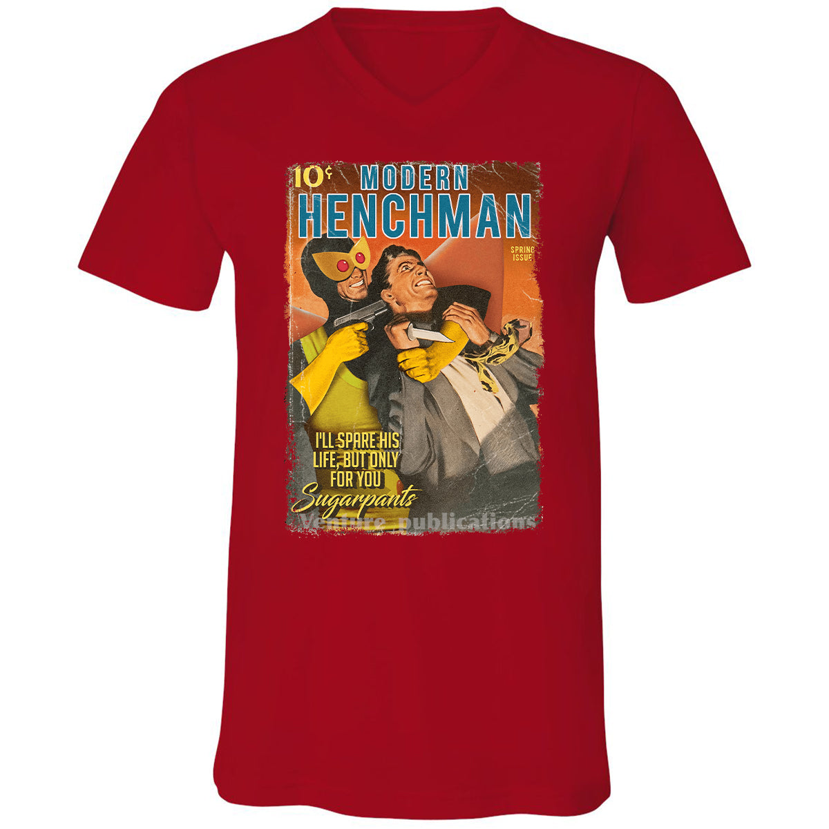 Unisex V-Neck T-Shirt - H5RFJCXN - Red - 3