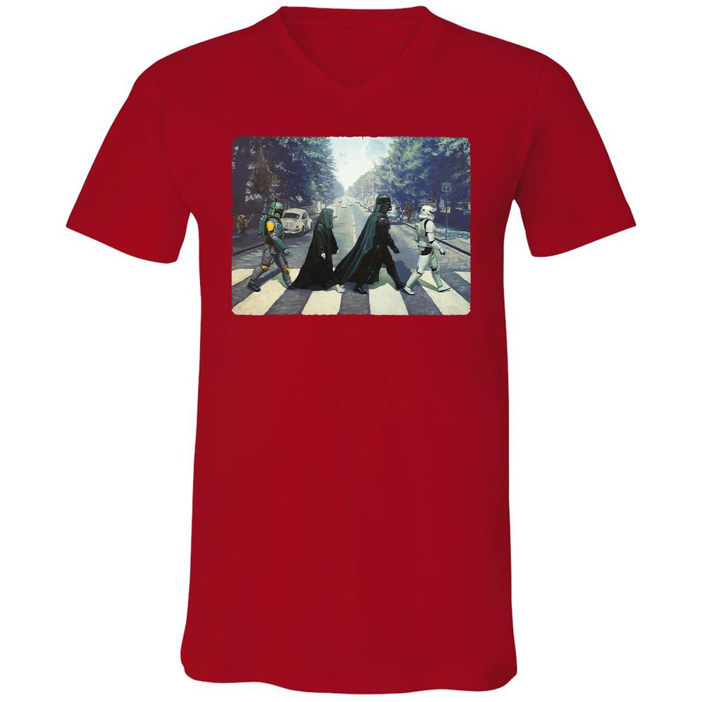 Unisex V-Neck T-Shirt - KT87ND3C - Red - 3