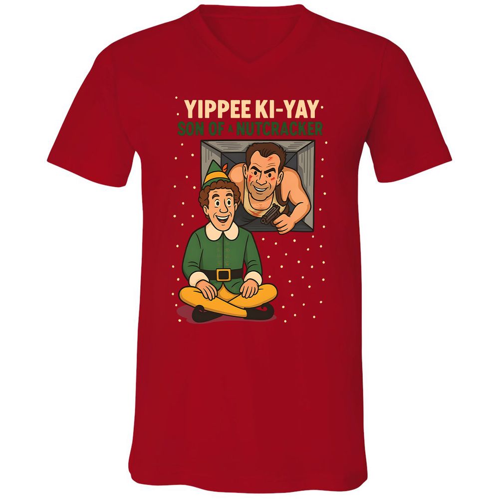 Unisex V-Neck T-Shirt - XKWK27BP - Red - 3