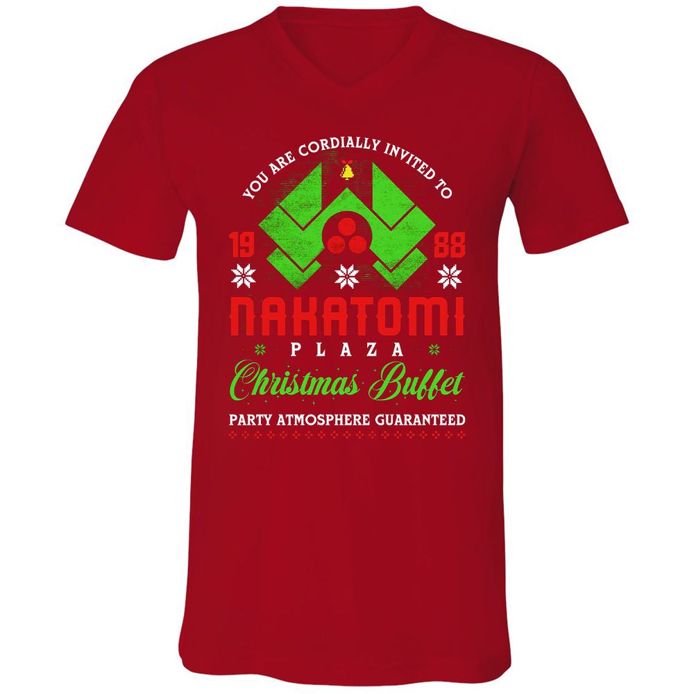 Unisex V-Neck T-Shirt - VSJDBJVV - Red - 3