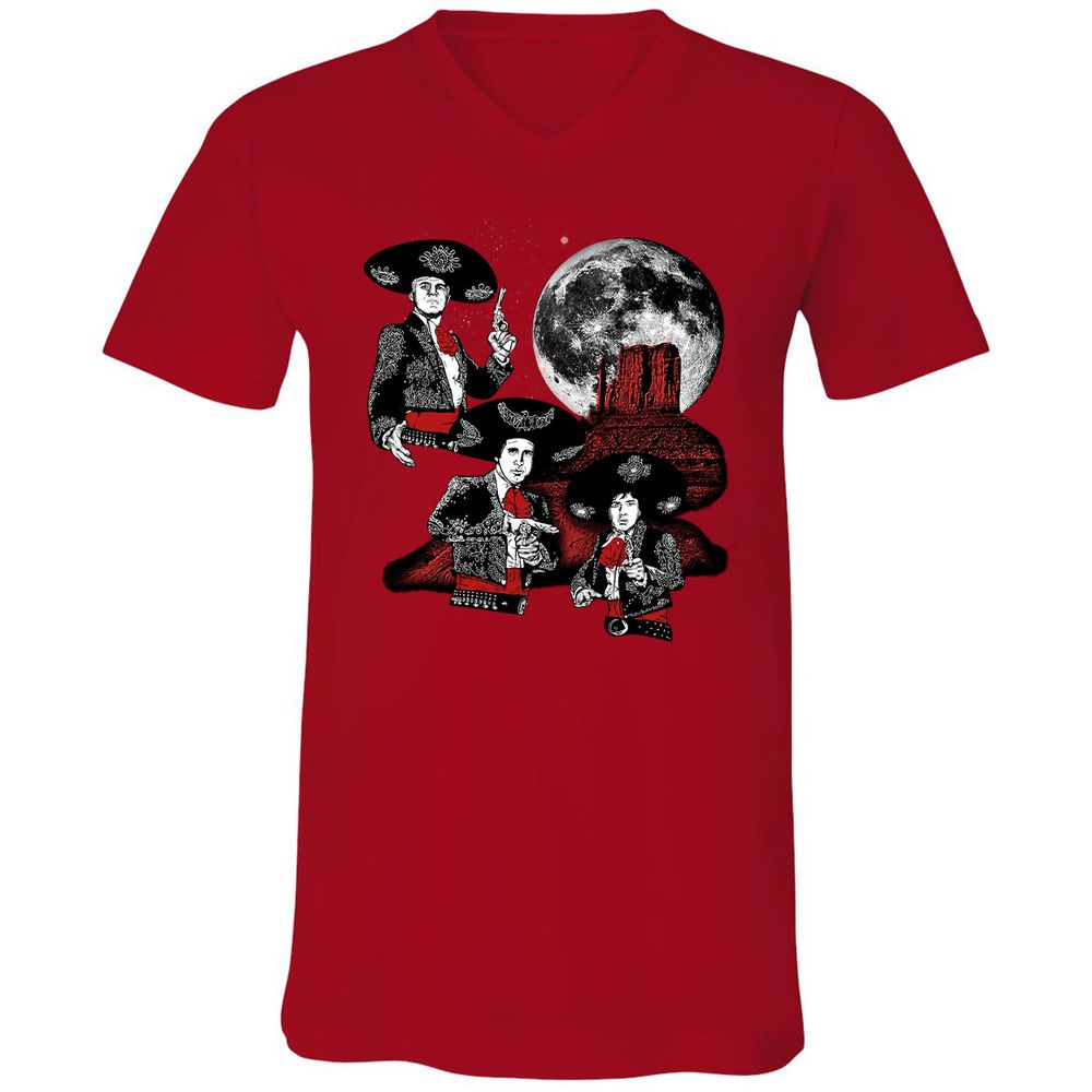 Unisex V-Neck T-Shirt - YW8XA733 - Red - 3