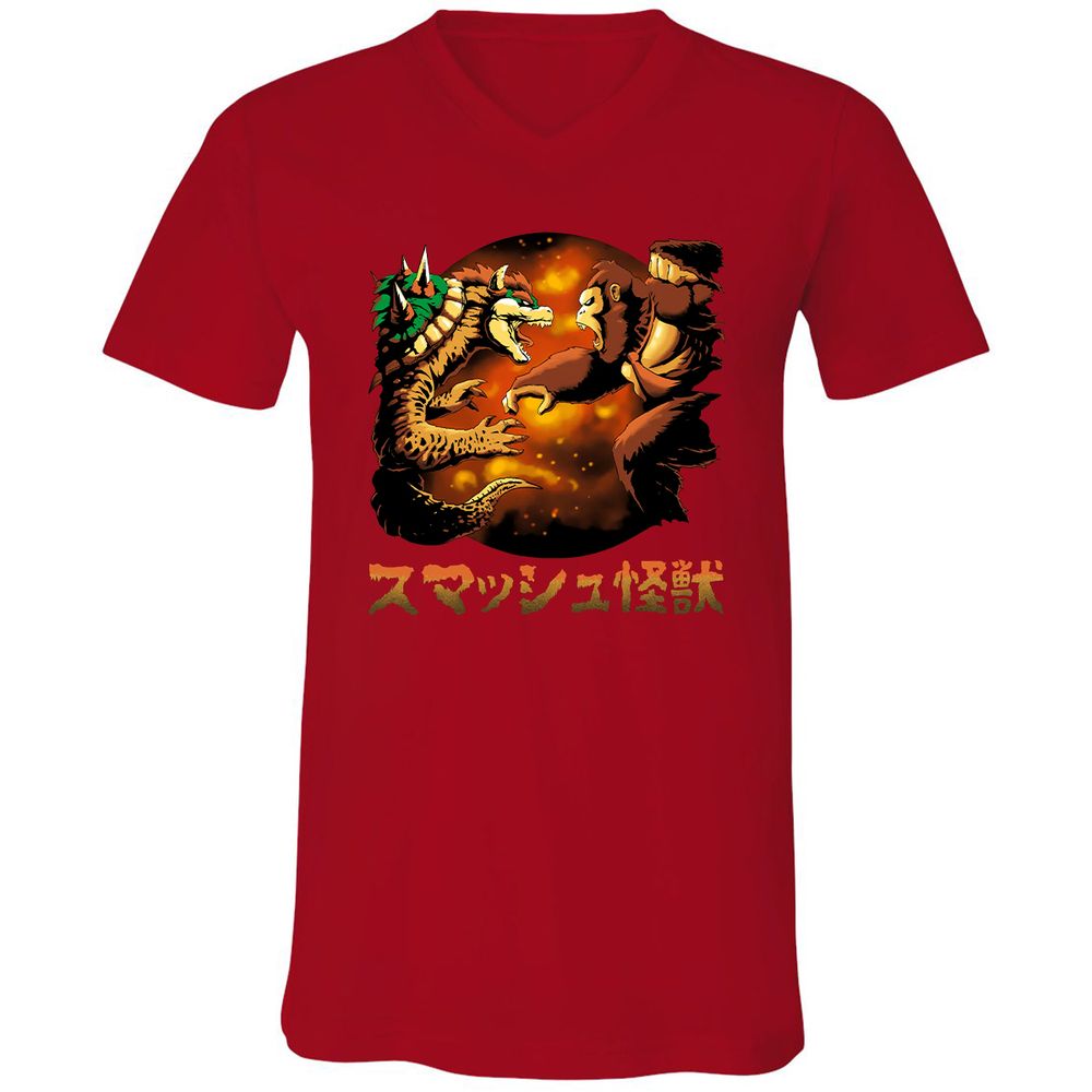 Unisex V-Neck T-Shirt - MBAPDAXG - Red - 3