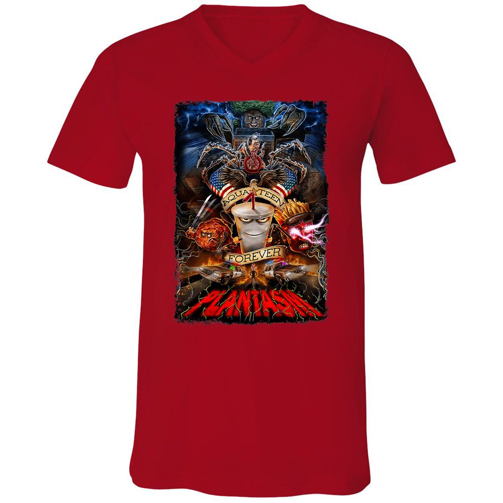Unisex V-Neck T-Shirt - 76MN11L4 - Red - 3