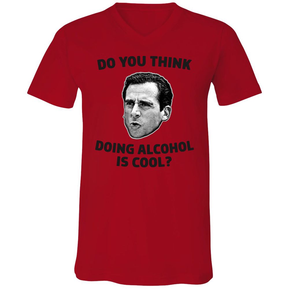 Unisex V-Neck T-Shirt - W64WGUKF - Red - 3