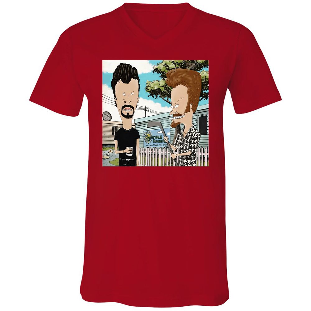 Unisex V-Neck T-Shirt - RGEPDWUW - Red - 3