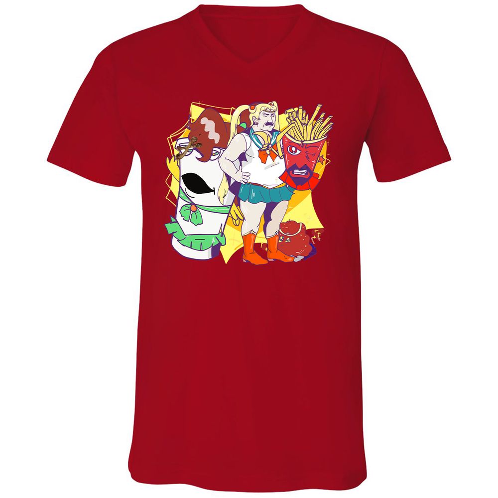Unisex V-Neck T-Shirt - E42EMJK4 - Red - 3