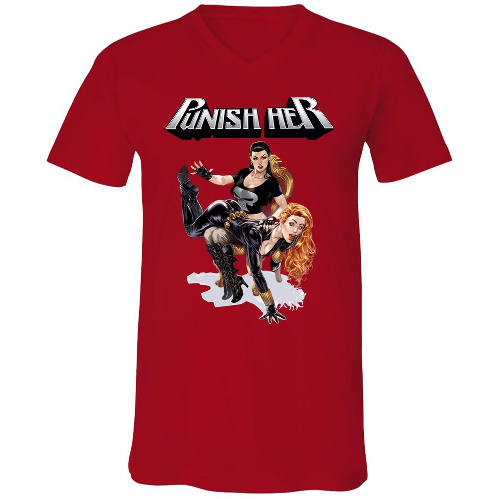 Unisex V-Neck T-Shirt - V7XE1RCE - Red - 3