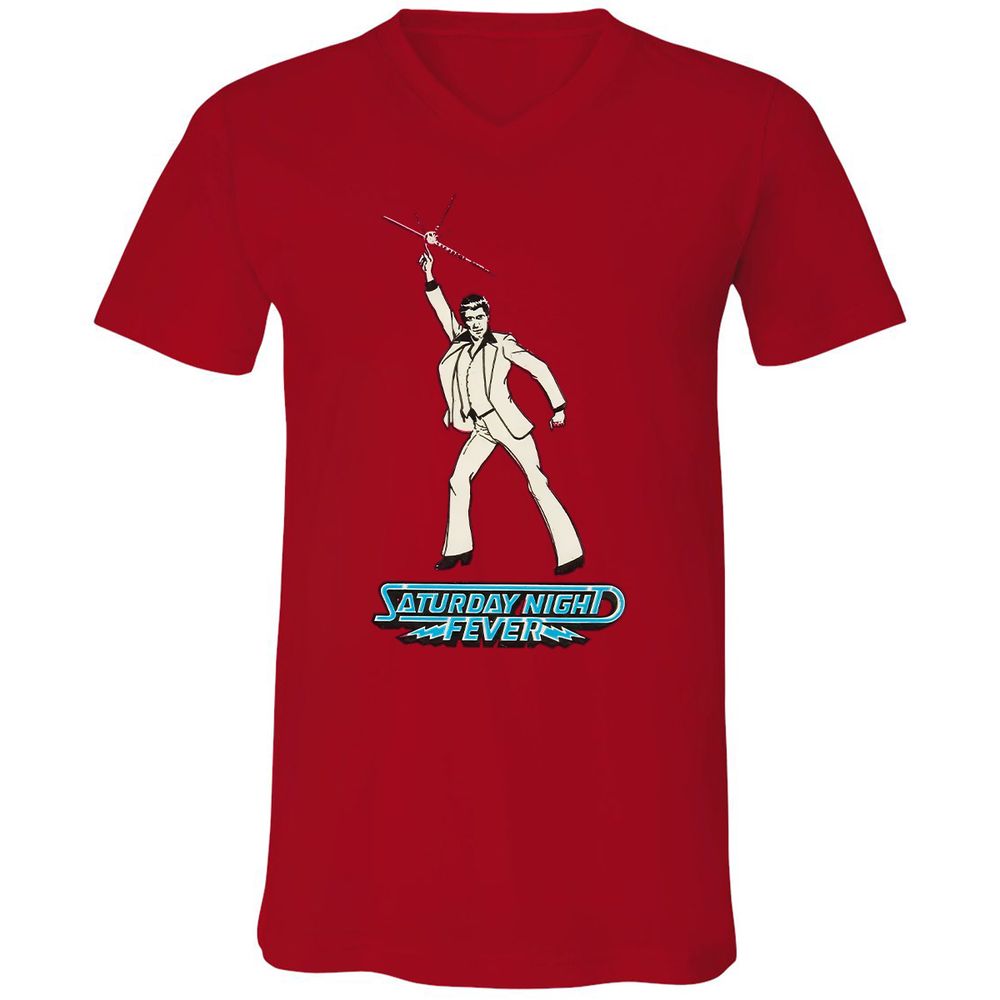 Unisex V-Neck T-Shirt - 4NDD2QKU - Red - 3