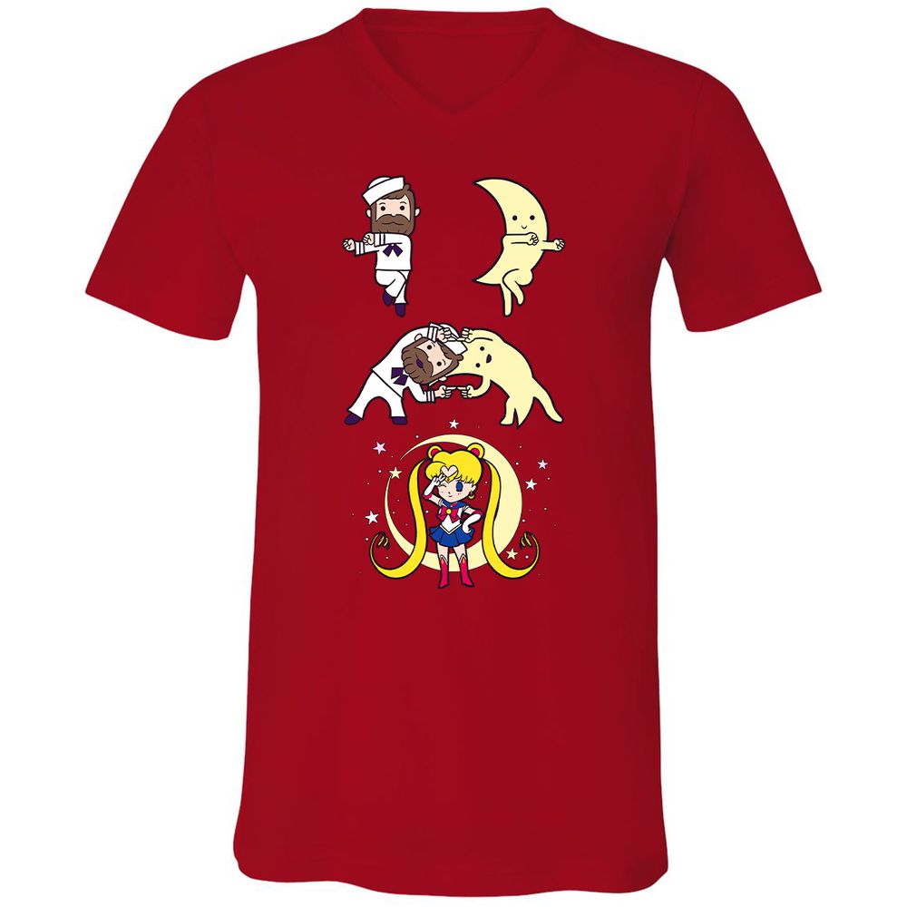 Unisex V-Neck T-Shirt - 495YZQVL - Red - 3