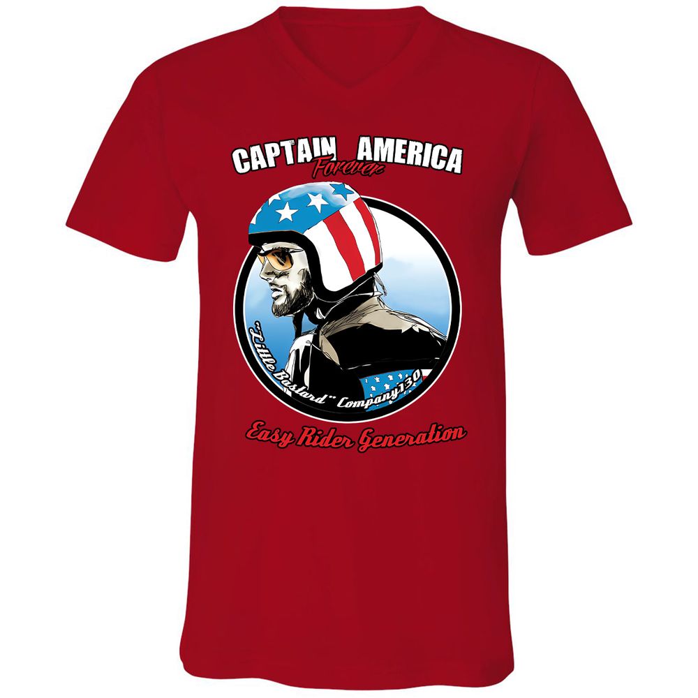 Unisex V-Neck T-Shirt - YNQJ91TR - Red - 3