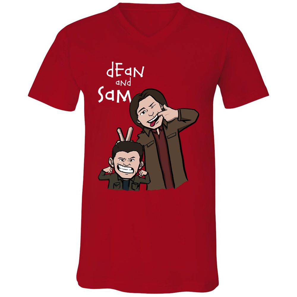 Unisex V-Neck T-Shirt - FKY5WHW4 - Red - 3
