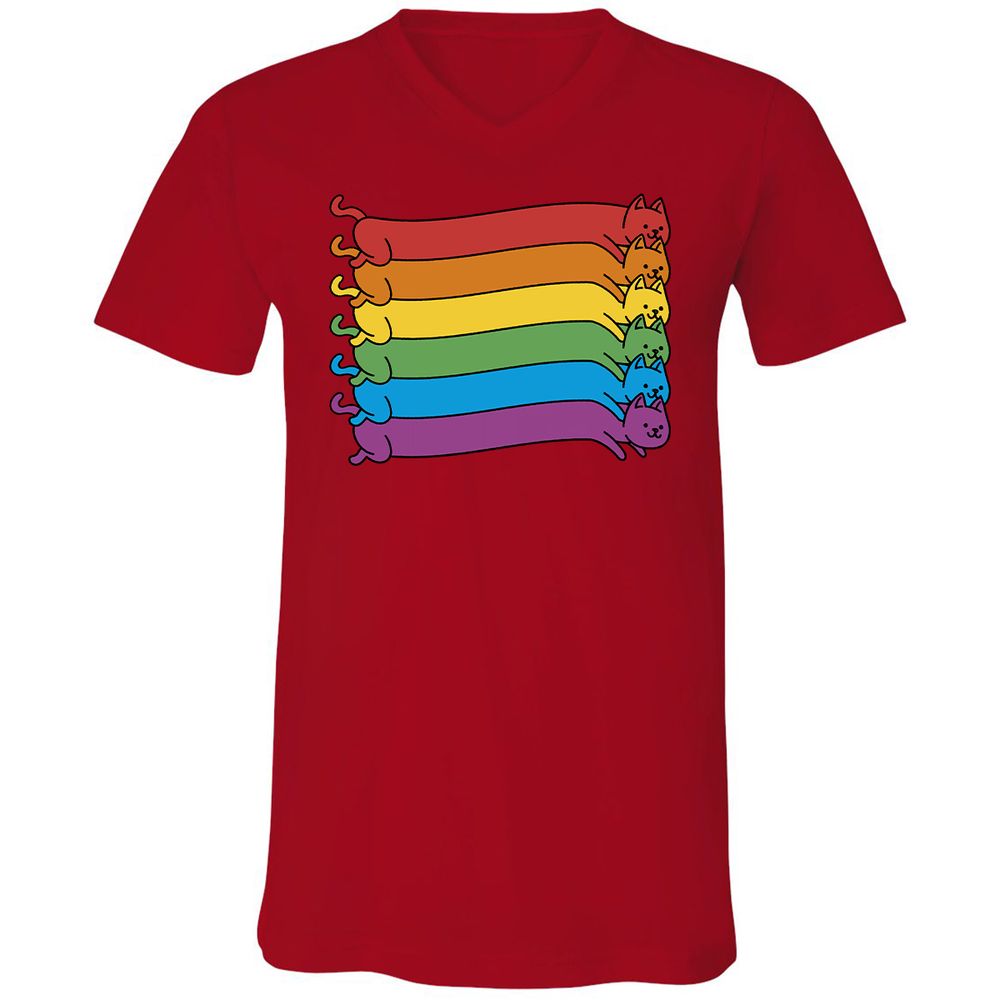 Unisex V-Neck T-Shirt - 6SH7MYTG - Red - 3