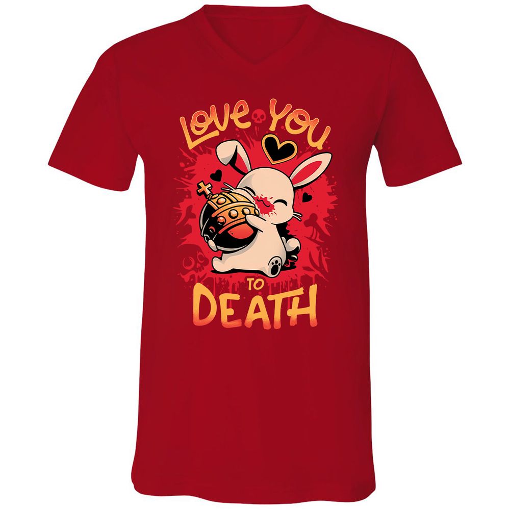 Unisex V-Neck T-Shirt - YKB24ZBM - Red - 3