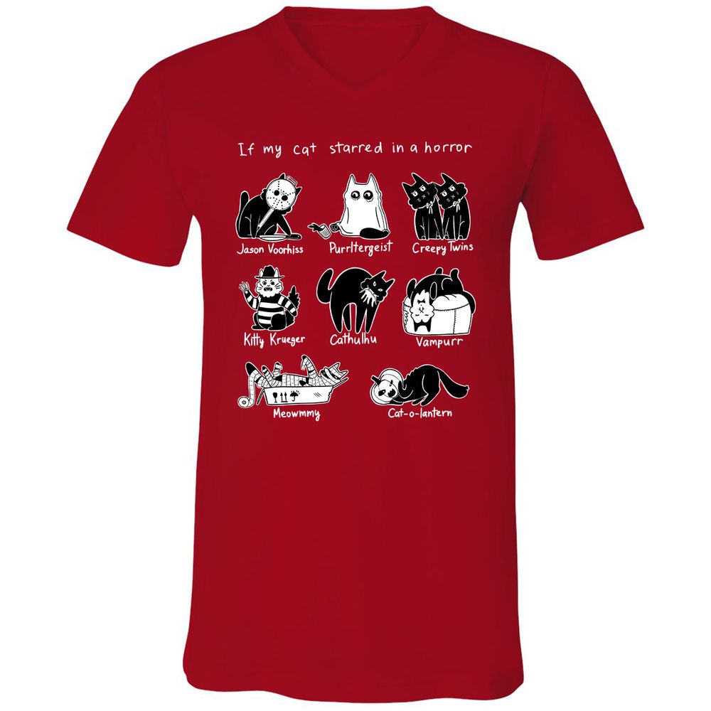 Unisex V-Neck T-Shirt - U3TK7NA8 - Red - 3