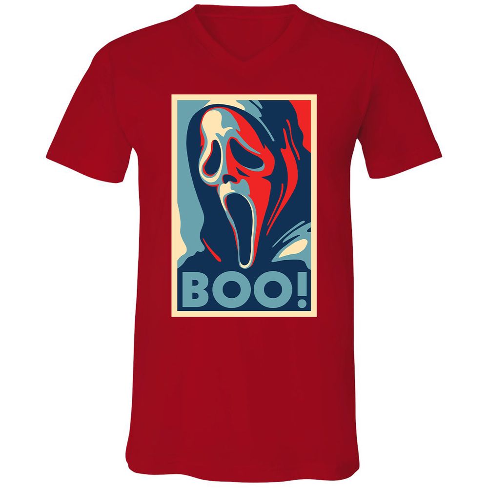 Unisex V-Neck T-Shirt - YQVFYHBH - Red - 3