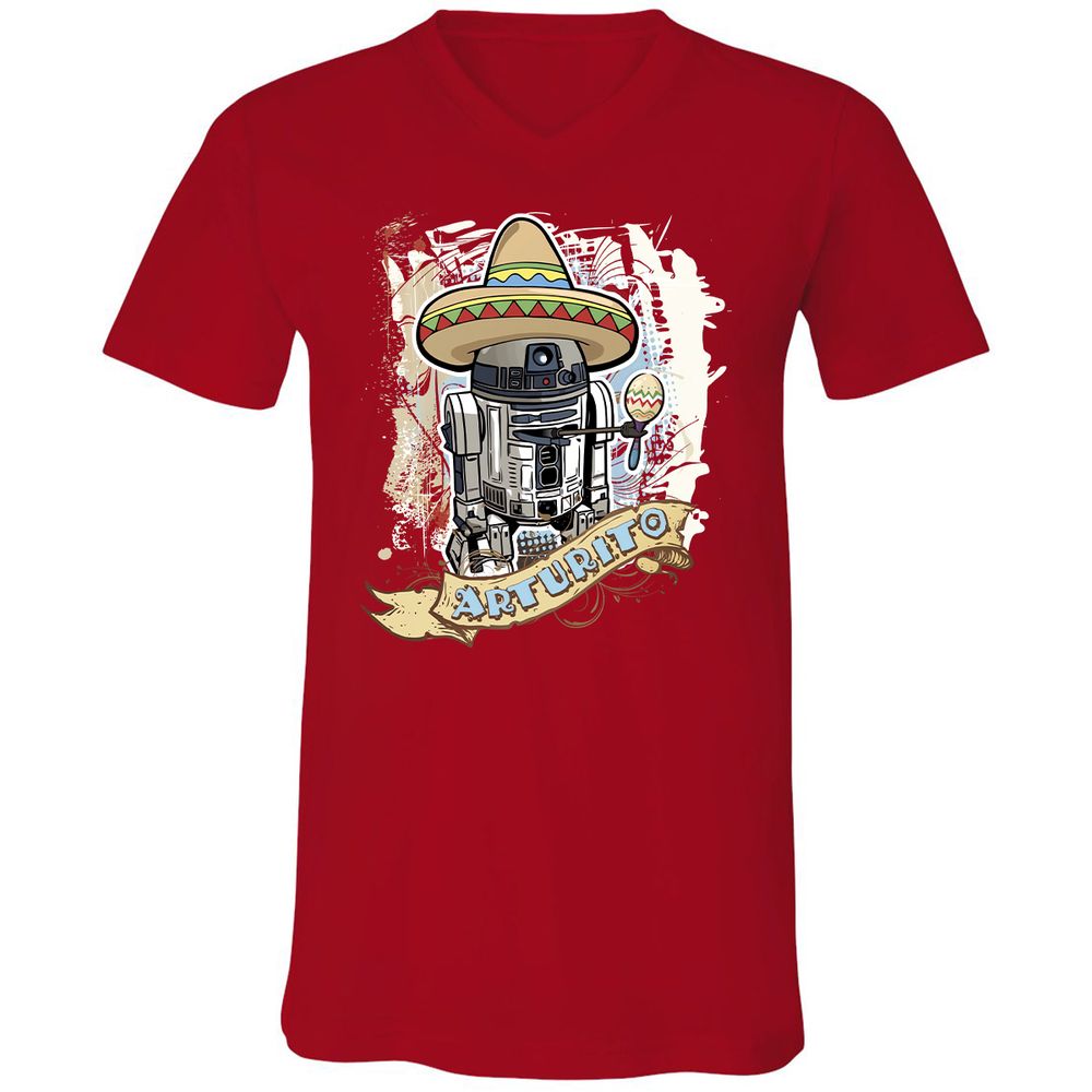 Unisex V-Neck T-Shirt - RU3BUDYA - Red - 3