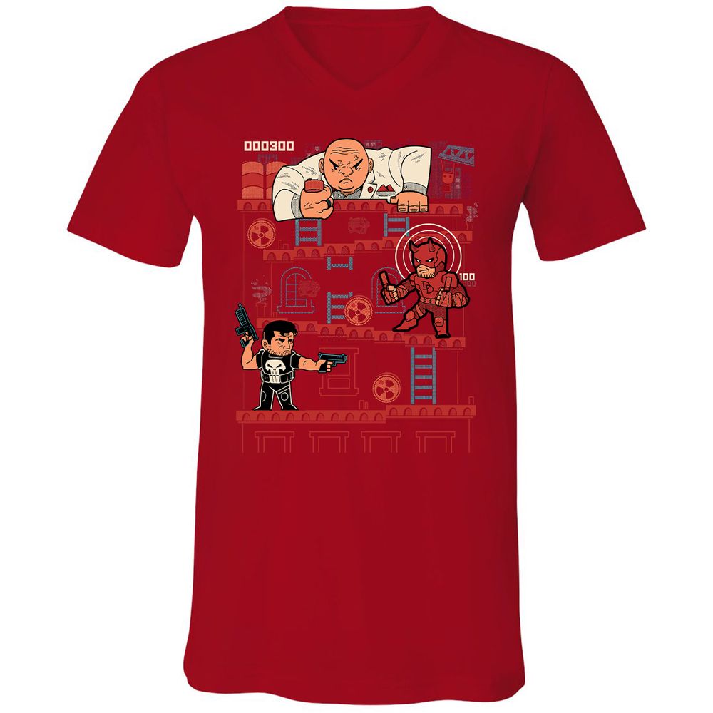 Unisex V-Neck T-Shirt - QRQEMEHK - Red - 3