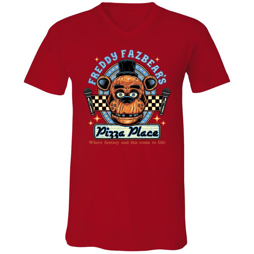 Unisex V-Neck T-Shirt - TBH9T4WC - Red - 3