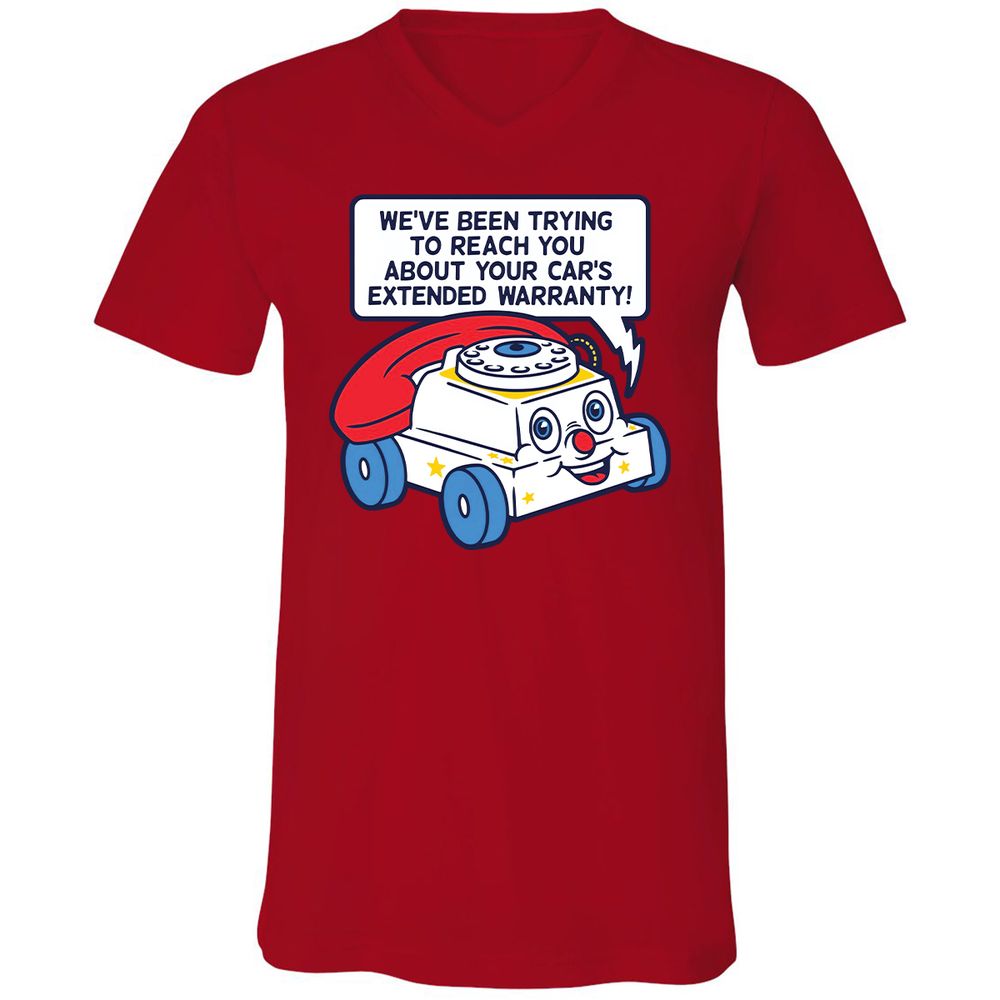 Unisex V-Neck T-Shirt - Black - Red - 3