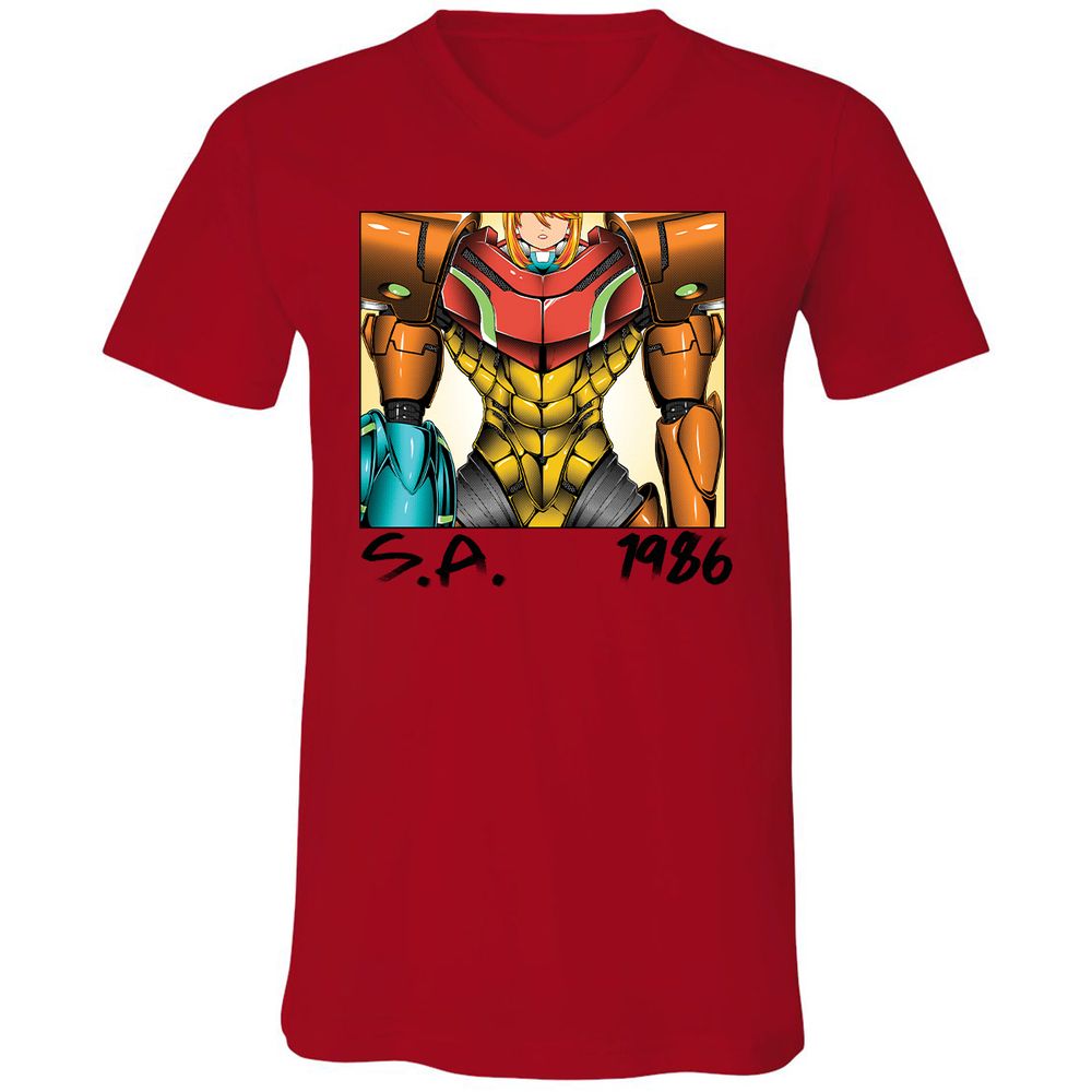 Unisex V-Neck T-Shirt - DR59PR82 - Red - 3