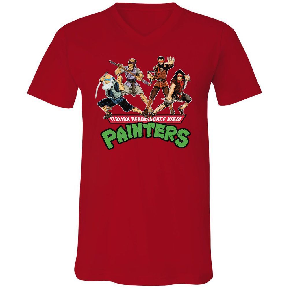 Unisex V-Neck T-Shirt - LLRF4UYH - Red - 3