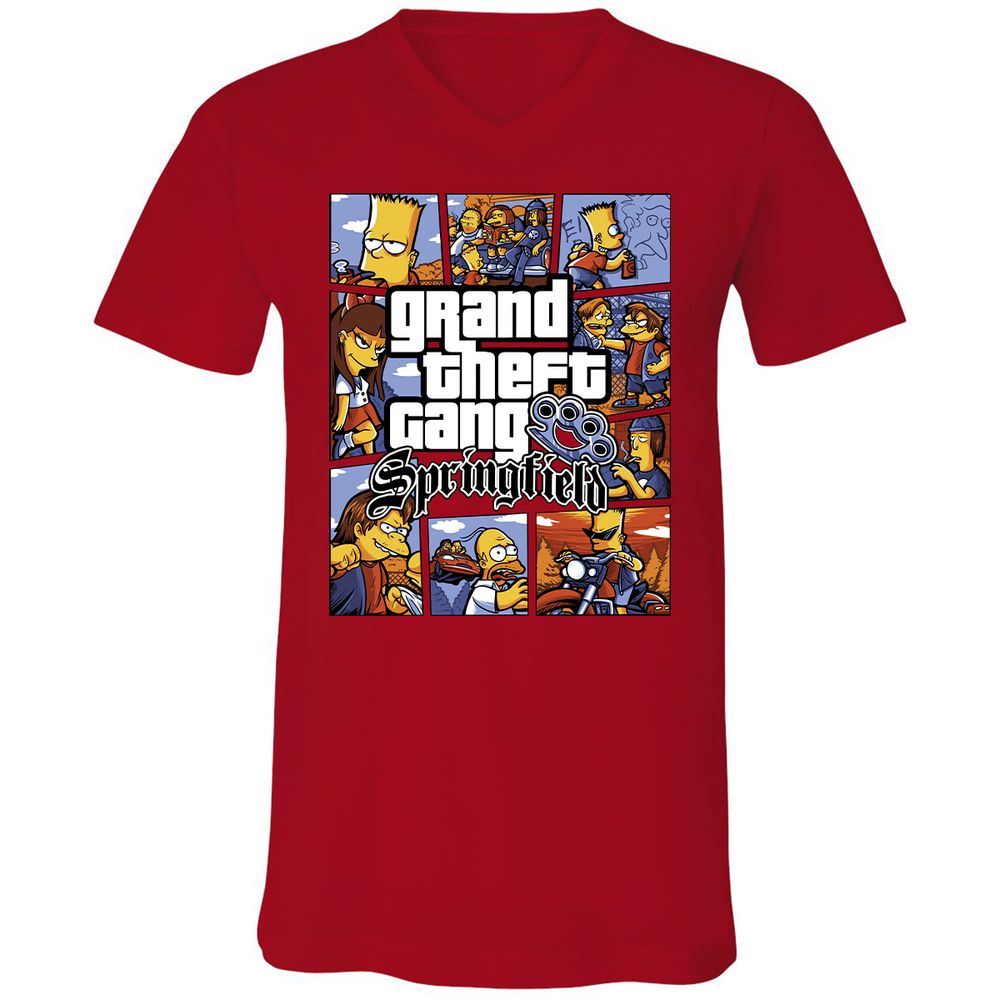 Unisex V-Neck T-Shirt - 3RN1RZFQ - Red - 3