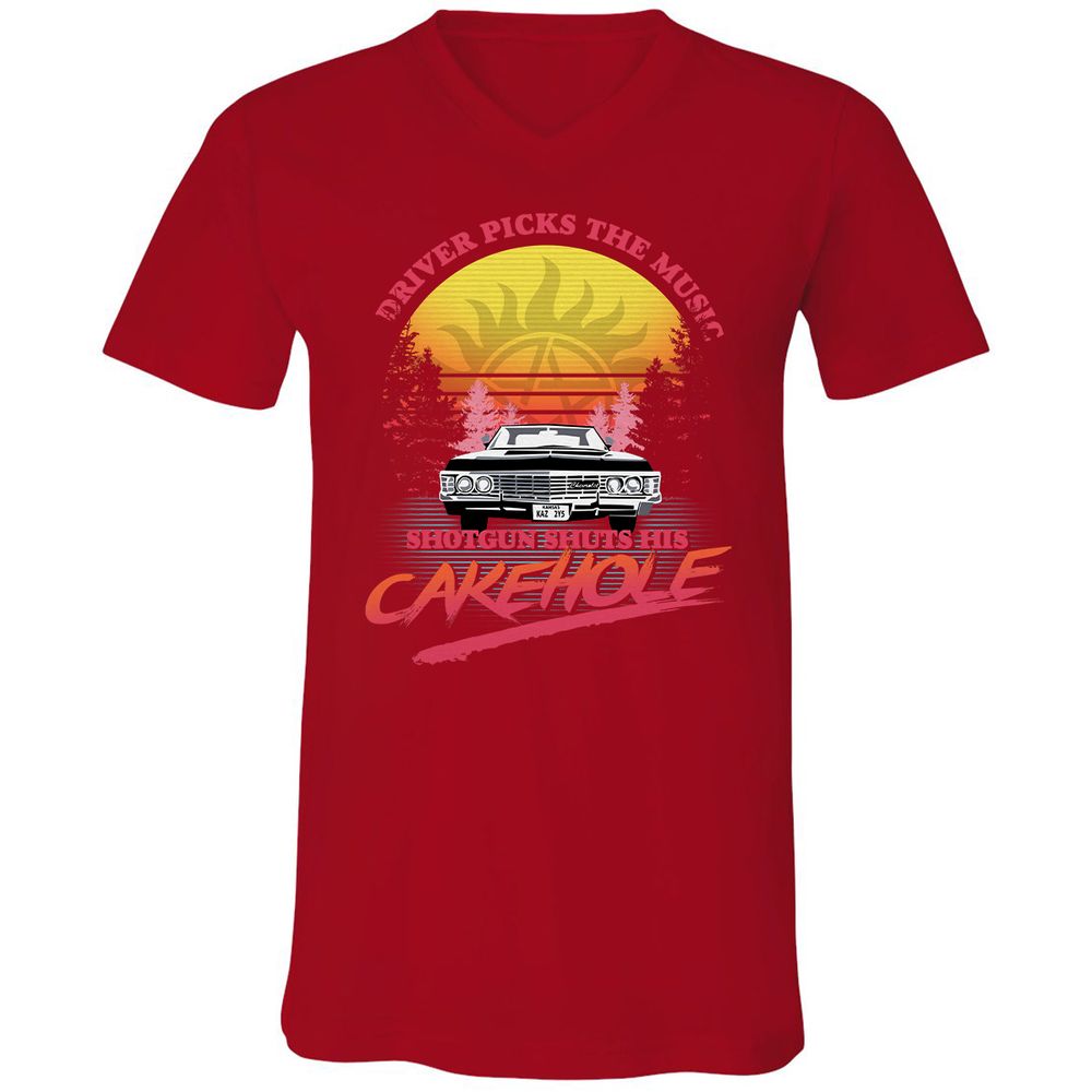 Unisex V-Neck T-Shirt - BB5UDQZY - Red - 3