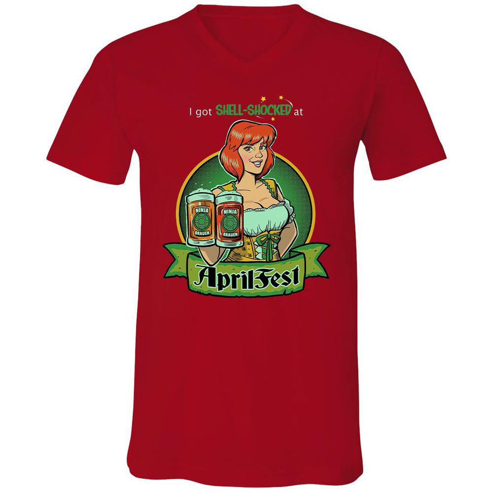 Unisex V-Neck T-Shirt - SFK6RA27 - Red - 3