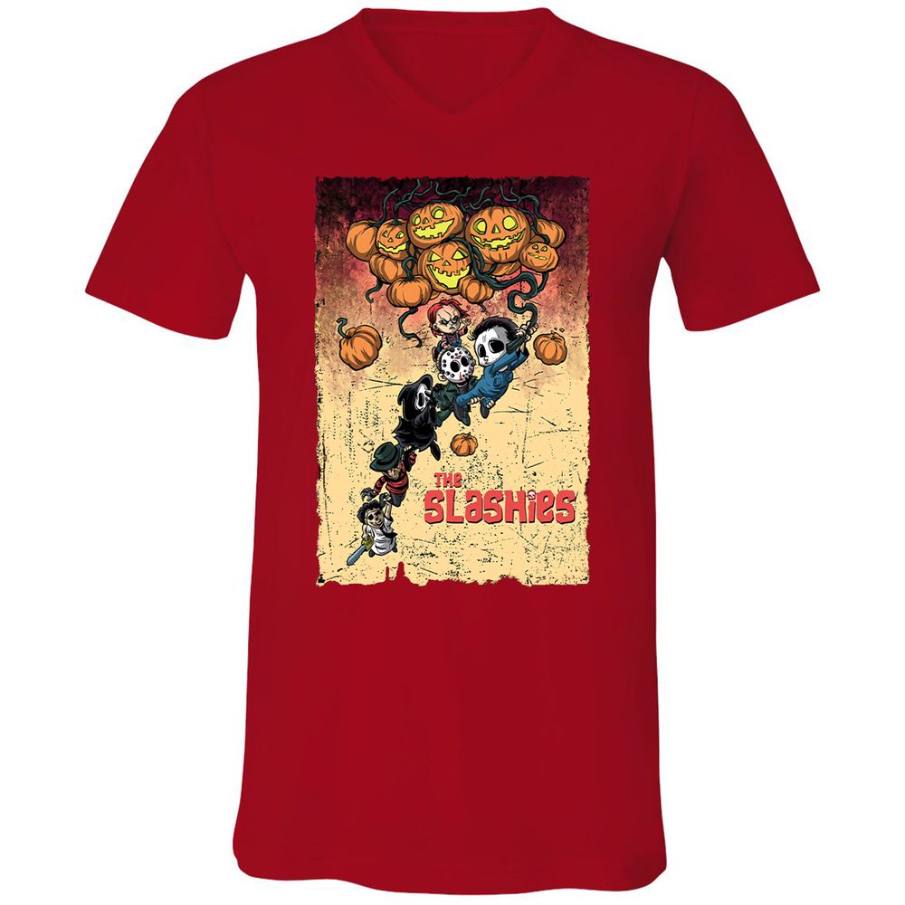 Unisex V-Neck T-Shirt - 2Q719NHT - Red - 3