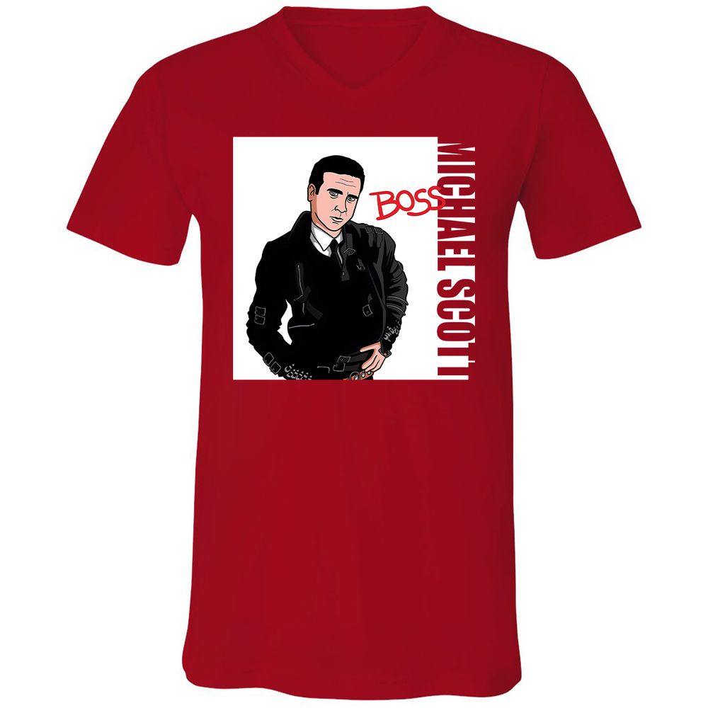 Unisex V-Neck T-Shirt - MZP4A9WC - Red - 3