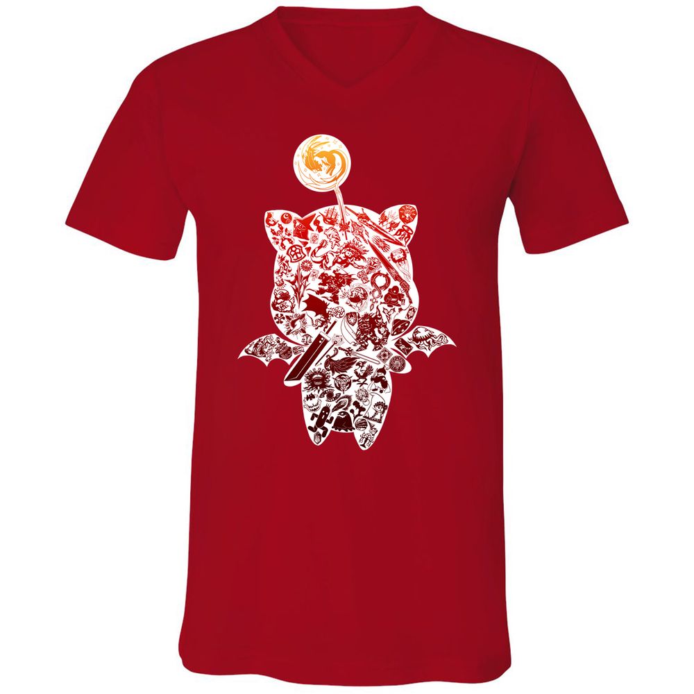 Unisex V-Neck T-Shirt - R8ME22Q8 - Red - 3