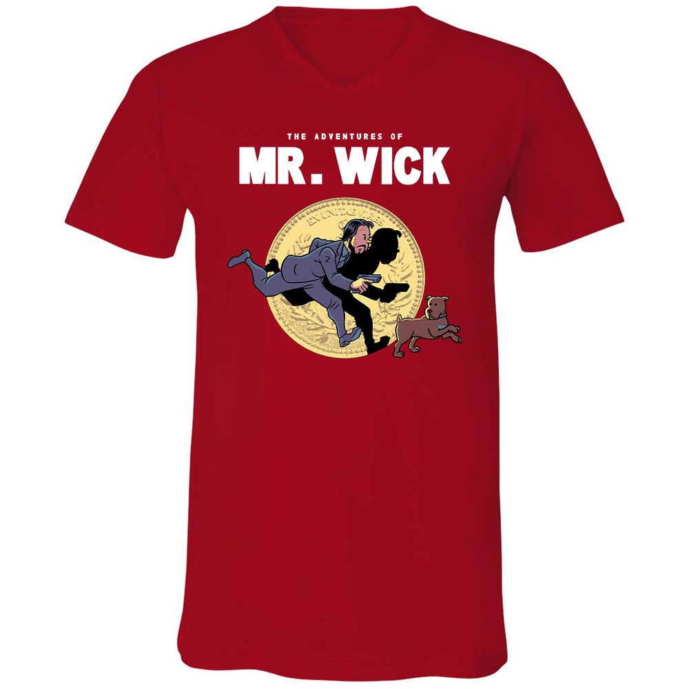Unisex V-Neck T-Shirt - YWMFPQH7 - Red - 3