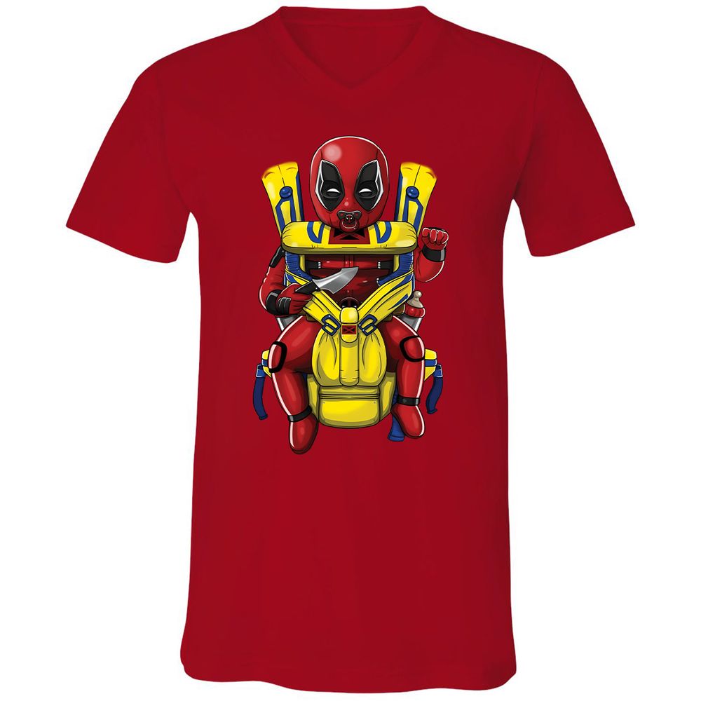 Unisex V-Neck T-Shirt - ZQTCWQ7D - Red - 3