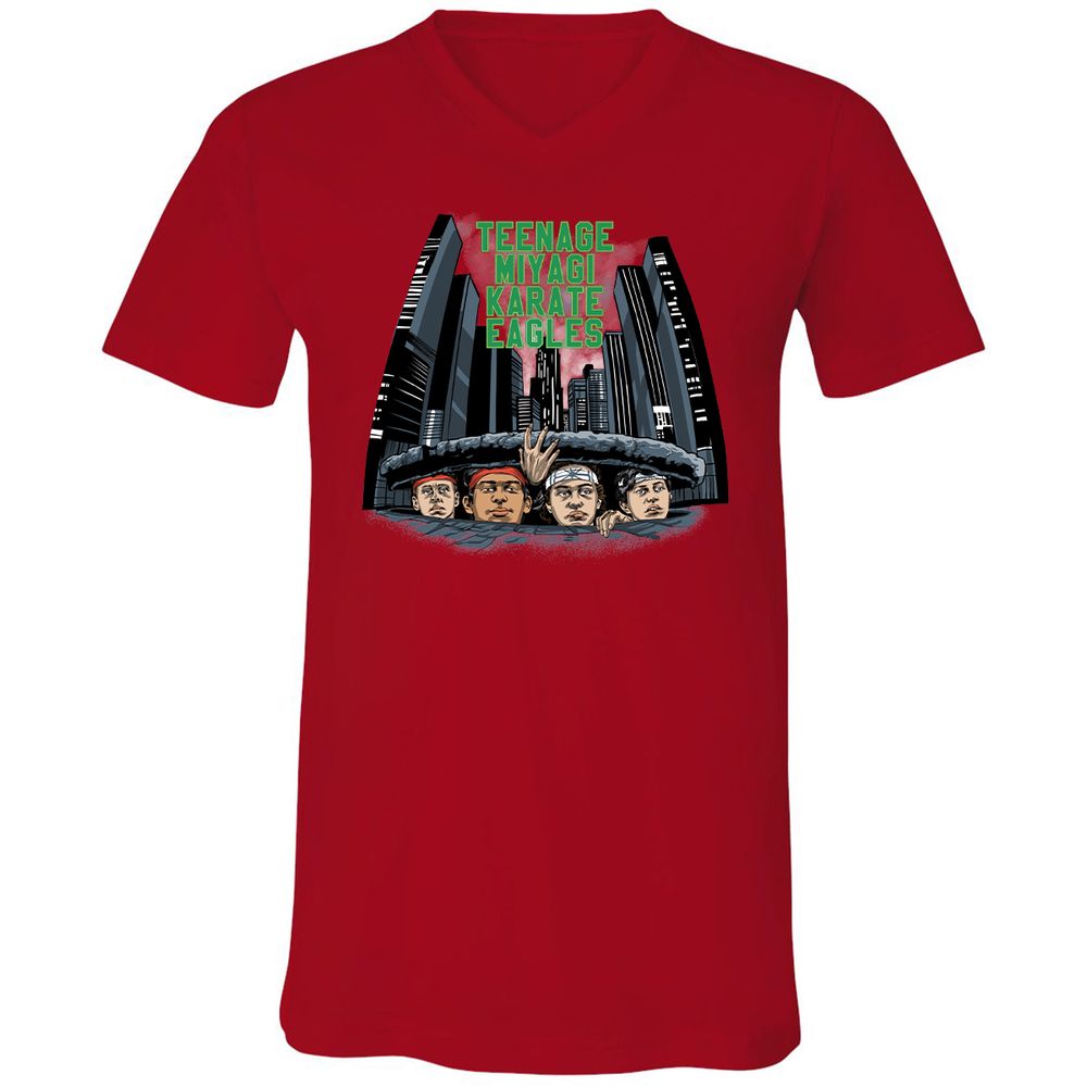 Unisex V-Neck T-Shirt - 5XU6JFTM - Red - 3